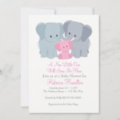 Roze Baby Uitnodiging tot olifant (Voorkant)