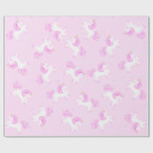 Roze Baby Unicorn Wrapping Paper Cadeaupapier (Vlak)