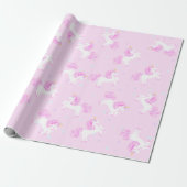 Roze Baby Unicorn Wrapping Paper Cadeaupapier (Uitgerold)