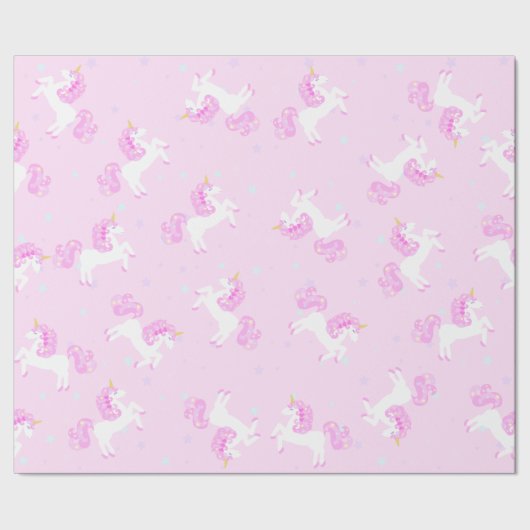 Roze Baby Unicorn Wrapping Paper Cadeaupapier (Zoom)