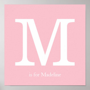 Roze Baby ursery Monogram Poster