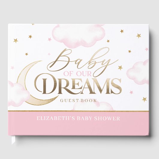 Roze Baby van ons Dreams Baby shower Gastenboek (Voorkant)