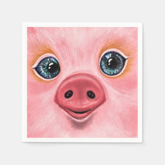 Roze baby varken servetten - Smile (Voorkant)