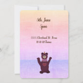 Roze Baby Verjaardagsfeestuitnodigingen Beer Kaart (Achterkant)