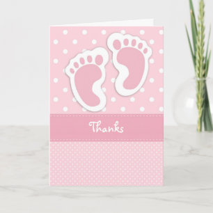 Roze Baby Voetafdruk Dank u kaart