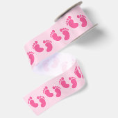 Roze Baby voetafdruk Satijnen Lint (Achterkant)
