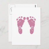 Roze baby voetafdrukken briefkaart (Voorkant / Achterkant)
