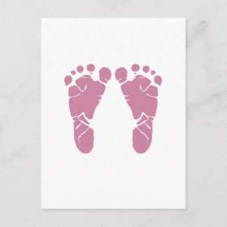 Roze baby voetafdrukken briefkaart