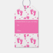 Roze Baby voetafdrukken Cadeaulabel (Voorkant)