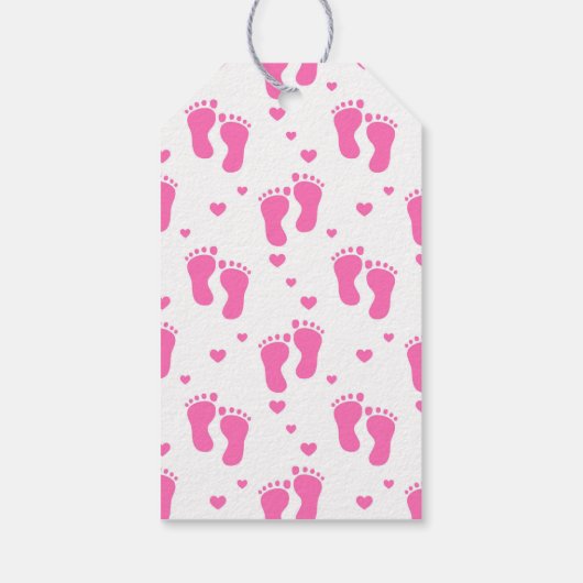 Roze Baby voetafdrukken Cadeaulabel (Achterkant)