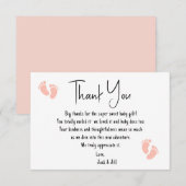 Roze Baby Voetafdrukken Flat Thank You Card Bedankkaart (Voorkant / Achterkant)