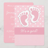 Roze Baby voetafdrukken Kaart (Voorkant / Achterkant)