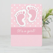 Roze Baby voetafdrukken Kaart (Staand voorkant)