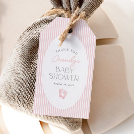  Roze Baby Voetafdrukken Meisje Baby shower Cadeaulabel
