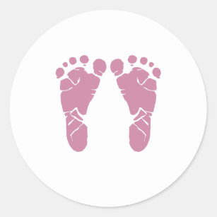 Roze baby voetafdrukken ronde sticker