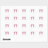 Roze baby voetafdrukken ronde sticker (Vel)