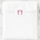 Roze baby voetafdrukken ronde sticker (Tas)