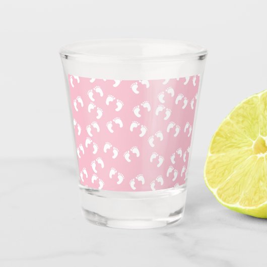 Roze Baby Voetafdrukken Shot Glass Glas (Voorkant)