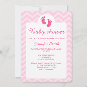 Roze Baby Voetafdrukken Silhouette Baby shower Kaart