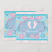 Roze Baby Voeten Baby Meisje Douche Kaart (Voorkant / Achterkant)