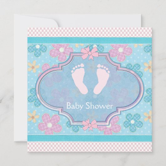 Roze Baby Voeten Baby Meisje Douche Kaart (Voorkant)