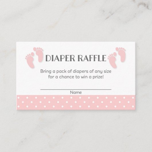 Roze Baby Voeten Baby shower Luier Raffle Tickets Informatiekaartje (Voorkant)