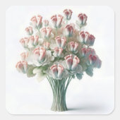 Roze Baby Voeten Bloemen Boeket Vierkante Sticker (Voorkant)