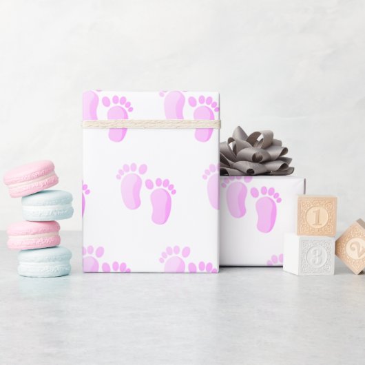 Roze Baby voeten op wit Cadeaupapier (Baby Shower)