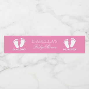 Roze baby voetenafdrukken op maat meisjes baby sho waterfles etiket