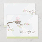 Roze Baby vogel Dank u Briefkaart (Voorkant / Achterkant)