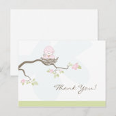 Roze Baby vogel Dank u Briefkaart (Voorkant / Achterkant)