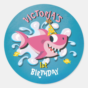 Roze Baby voor haaienhaaien Ronde Sticker