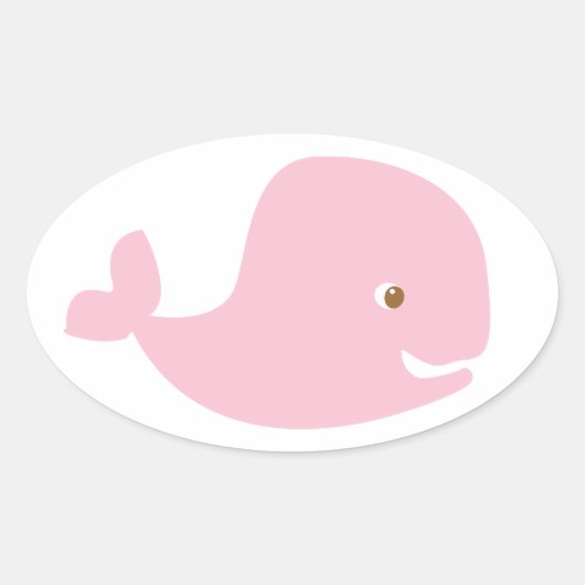 Roze Baby walvis - Het is een meisje Ovale Sticker (Voorkant)
