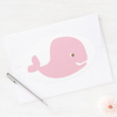 Roze Baby walvis - Het is een meisje Ovale Sticker (Envelop)