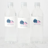 Roze Baby walvis meisje Baby shower Waterfles Etiket (Flessen)