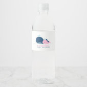 Roze Baby walvis meisje Baby shower Waterfles Etiket (Voorkant)