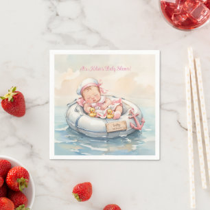 Roze baby zeilboot meisje  servet