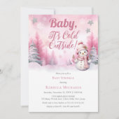 Roze Baby zijn koud buiten sneeuwmeisje Baby Sprin Kaart (Voorkant)