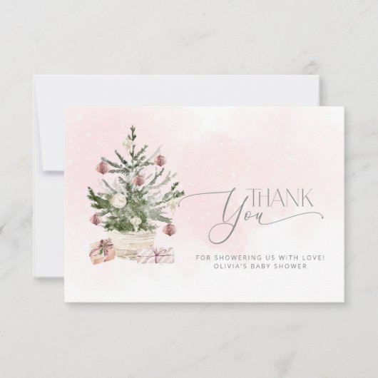 Roze Baby zijn koude buitenste baby shower bedankt Kaart (Voorkant)