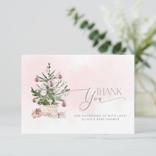 Roze Baby zijn koude buitenste baby shower bedankt Kaart (Staand voorkant)