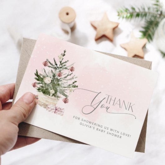 Roze Baby zijn koude buitenste baby shower bedankt Kaart