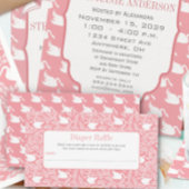 Roze Baby zwanen luier loterij Informatiekaartje