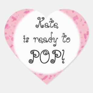 Roze babyconfetti klaar om te ontploffen! Babyborr Hart Sticker