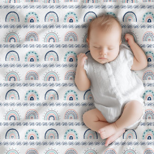Roze Babydeken Zachte Boho Regenboog Stijl Navy Fleece Deken