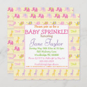 Roze babydieren Baby Sprinkle-uitvindingen Kaart (Voorkant / Achterkant)
