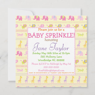 Roze babydieren Baby Sprinkle-uitvindingen Kaart