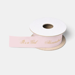 Roze babyfeest Het is een meisje Elegant goud schr Satijnen Lint