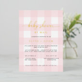 Roze babyfeest per post folie uitnodiging (Staand Voorkant)