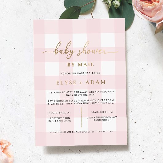 Roze babyfeest per post folie uitnodiging
