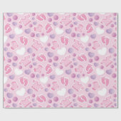 Roze babyfeestje  cadeaupapier (Vlak)